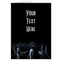 X-Ray Skeletons Midnight Stroll Black Blue Greeting Cards