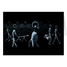 X-Ray Skeletons Midnight Stroll Black Blue Greeting Card