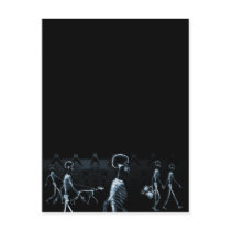 X-Ray Skeletons Midnight Stroll Black Blue Postcards