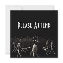 X-Ray Skeletons Midnight Stroll Black Sepia Invitations