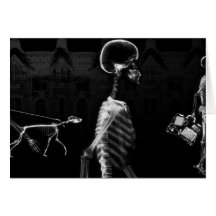 X-Ray Skeletons Midnight Stroll Black White Card