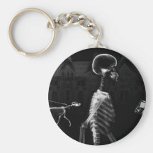 X-Ray Skeletons Midnight Stroll Black White Keychains