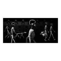 X-Ray Skeletons Midnight Stroll Black & White posters