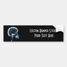 X-RAY SKULL BRAIN - BLUE BUMPER STICKERS