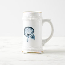 X-RAY SKULL BRAIN - BLUE COFFEE MUGS
