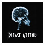 X-RAY SKULL BRAIN - BLUE CUSTOM INVITATIONS