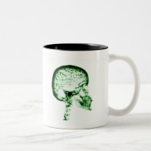 X-RAY SKULL BRAIN - GREEN COFFEE MUGS