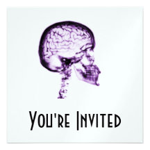 X-RAY SKULL BRAIN - PURPLE CUSTOM INVITATION