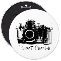 X-RAY VISION CAMERA B&W - I Shoot People Pinback Button