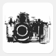 X-RAY VISION CAMERA - BLACK & WHITE SQUARE STICKER