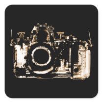 X-RAY VISION CAMERA - SEPIA SQUARE STICKERS