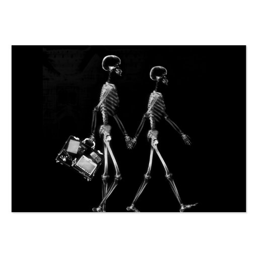X-RAY VISION SKELETON COUPLE TRAVELING B&W BUSINESS CARD TEMPLATES (back side)