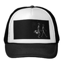 X-RAY VISION SKELETON COUPLE TRAVELING B&W MESH HATS