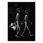 X-RAY VISION SKELETON COUPLE TRAVELING B&W CUSTOM INVITATIONS