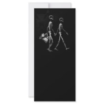 X-RAY VISION SKELETON COUPLE TRAVELING B&W RACK CARD DESIGN
