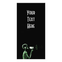 X-RAY VISION SKELETON ON MEGAPHONE - GREEN PHOTO CARD TEMPLATE