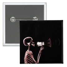 X-RAY VISION SKELETON ON MEGAPHONE - RED PIN