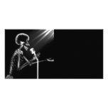 X-RAY VISION SKELETON SINGING ON RETRO MIC - B&amp;W CUSTOMIZED PHOTO CARD