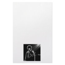 X-RAY VISION SKELETON SINGING ON RETRO MIC - B&W STATIONERY