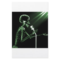 X-RAY VISION SKELETON SINGING ON RETRO MIC - GREEN CUSTOM STATIONERY