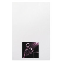 X-RAY VISION SKELETON SINGING ON RETRO MIC - PINK CUSTOMIZED STATIONERY