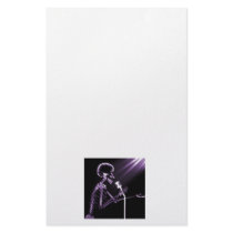 X-RAY VISION SKELETON SINGING ON RETRO MIC PURPLE STATIONERY PAPER
