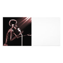 X-RAY VISION SKELETON SINGING ON RETRO MIC - RED CUSTOMIZED PHOTO CARD