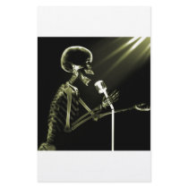 X-RAY VISION SKELETON SINGING ON RETRO MIC YELLOW STATIONERY