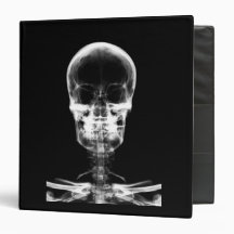 X-RAY VISION SKELETON SKULL - B&W 3 RING BINDERS
