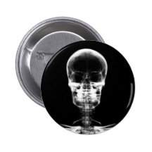 X-RAY VISION SKELETON SKULL - B&W PINBACK BUTTONS