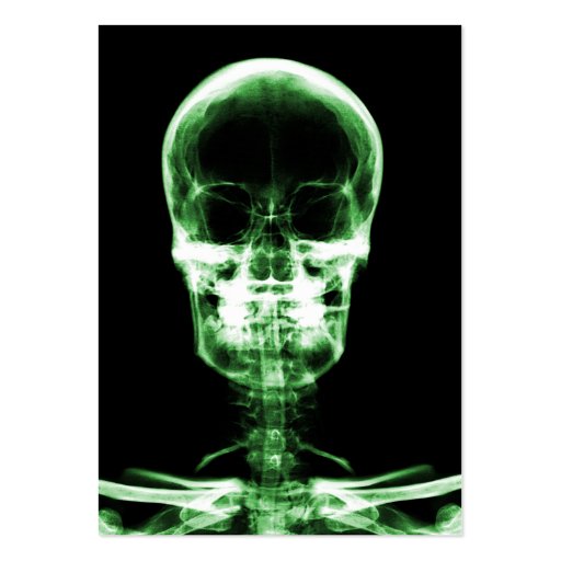 X-RAY VISION SKELETON SKULL - GREEN BUSINESS CARD TEMPLATE (back side)