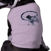 X-RAY VISION SKELETON SKULL ON PHONE - BLUE DOG TEE