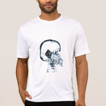 X-RAY VISION SKELETON SKULL ON PHONE - BLUE T SHIRT