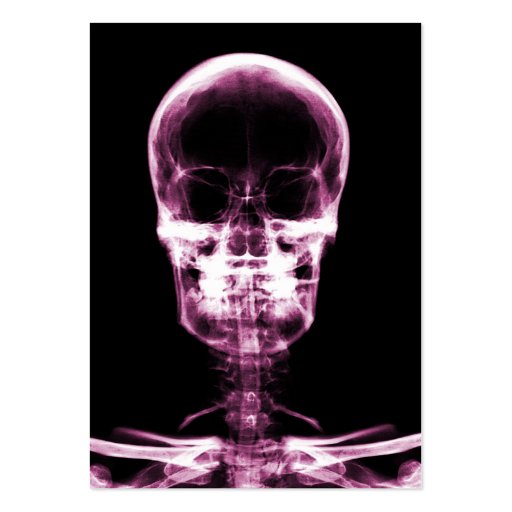 X-RAY VISION SKELETON SKULL - PINK BUSINESS CARD TEMPLATE (back side)