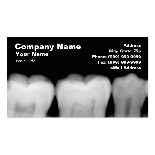 X-Rays of Teeth Business Cards (front side)