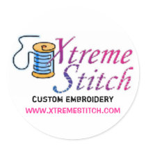 x stitch, custom embroidery, WWW.XTREMESTITCH.COM stickers