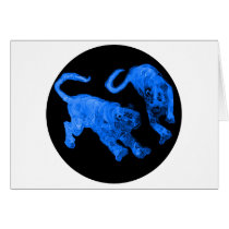 Xian China 2002 Blue Ghost Tigers Black Circle Tra Greeting Cards