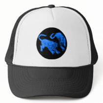 Xian China 2002 Blue Ghost Tigers Black Circle Tra Trucker Hats