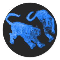 Xian China 2002 Blue Ghost Tigers Black Circle Tra Sticker