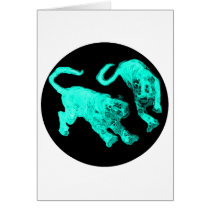 Xian China 2002 Cyan Ghost Tigers Black Circle Tra Greeting Card