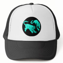 Xian China 2002 Cyan Ghost Tigers Black Circle Tra Trucker Hat