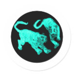 Xian China 2002 Cyan Ghost Tigers Black Circle Tra stickers