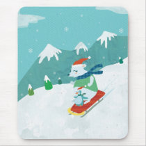 Xmas Bear and Penguin Mousepad mousepads
