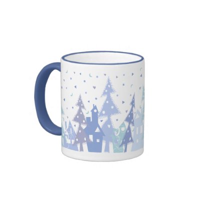 Xmas blue town_mug by VioDeSign