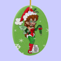 Xmas Fairy w/ Mistletoe Ornament ornaments
