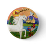 Xmas Fantasy - White Arabian Horse Pinback Button
