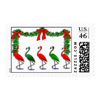 Xmas Flamingo Rockettes stamp
