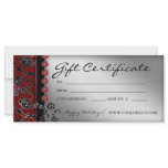 Xmas Gift Certificates Salon Spa Silver Red Floral Personalized Rack Card