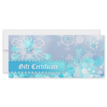 Xmas Gift Certificates Spa Blue Snow Jewelry Customized Rack Card