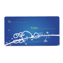 Xmas Gift Tag #1 Blue Personalized Shipping Label